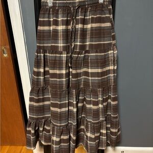 Plaid Brown Tiered Skirt